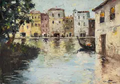 Veneția by Constion, ulei pe carton, sold Jul 2025
