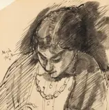 Theodor Pallady, Magda citind, 1915, tuș și laviu pe hârtie