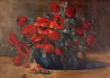 Vas cu maci by Eugenia Filotti Atanasiu, ulei pe carton, sold Jul 2025