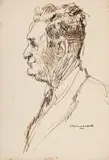 Portret de colecționar by Jean Alexandru Steriadi, peniță pe hârtie, sold Jul 2025