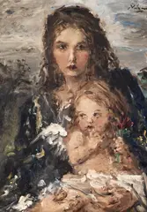 Maternitate by Aurel Naray, ulei pe pânză, sold Jul 2025