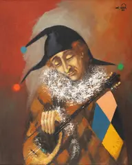 Adrian Zisu, Arlechin, ulei pe pânză