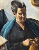 Carol Hübner, Portretul mamei, ulei pe carton
