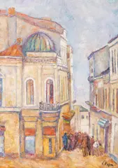 Vasile Popa, Centrul Vechi din București, ulei pe pânză
