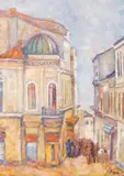 Vasile Popa, Centrul Vechi din București, ulei pe pânză
