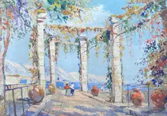 Constantin Rădulescu, Peisaj din Sorrento, 1971, ulei pe carton