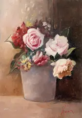 Trandafiri by Theodor Aman, 1875-1880, ulei pe lemn, sold Jun 2025