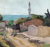 Leon Biju, Spre mare (Balcic), anii '30, ulei pe carton