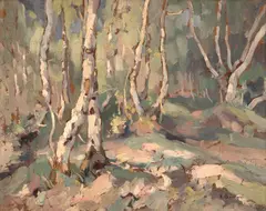 Aurel Băeșu, Pădure de mesteceni, anii '20, ulei pe carton