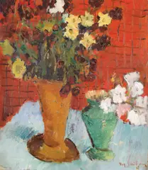 Gheorghe G. Vânătoru, Flori de primăvară, 1949, ulei pe carton
