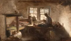 Nicolae Grigorescu, Interior la Rucăr, 1870, ulei pe pânză lipită pe carton