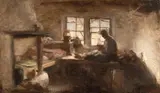 Nicolae Grigorescu, Interior la Rucăr, 1870, ulei pe pânză lipită pe carton