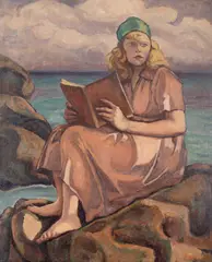 La malul mării by Camil Ressu, 1915-1920, ulei pe carton, sold Jun 2025