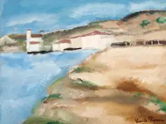 Balcic by Vasile Popescu, a doua jumătate a anilor '30, ulei pe pânză lipită pe carton, sold Jun 2025