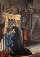 Aurel Vintilescu, În liniște, 1910, ulei pe carton