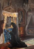 Aurel Vintilescu, În liniște, 1910, ulei pe carton