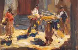 Rudolf Schweitzer–Cumpăna, Scenă de stradă, anii '30, ulei pe carton