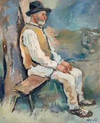 Aurel Jiquidi, Odihnă, anii '30, ulei pe carton