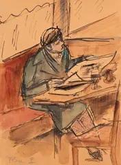 Noutăți by Theodor Pallady, 1945-1950, tuș și acuarelă pe hârtie, sold Jun 2025