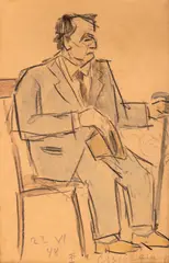 În Cișmigiu by Theodor Pallady, 1948, cărbune și acuarelă pe hârtie, sold Jun 2025