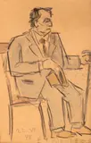 Theodor Pallady, În Cișmigiu, 1948, cărbune și acuarelă pe hârtie