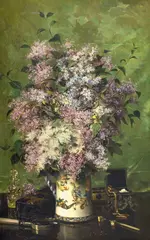 Theodor Aman, Liliac pe satin verde, 1885, ulei pe pânză