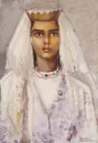 Magdalena Rădulescu, Mireasă (Autoportret), anii '40, ulei pe carton