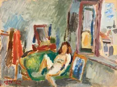 Lucian Grigorescu, Nud în atelier, prima jumătate a anilor '30, ulei pe carton