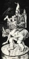 Ștefan Câlția, Noapte, 1987, tuş pe hârtie