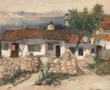Paul Miracovici, Case din mahalaua tătărească (Balcic), anii '30, ulei pe carton