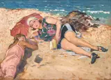 Apostol Mănciulescu, La plajă, ulei pe carton