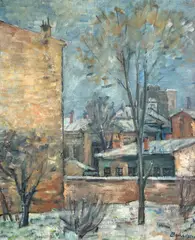 Iarnă by Marius Bunescu, ulei pe pânză, sold Jun 2025