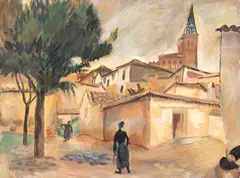 Iosif Iser, Peisaj din Franța, 1930, guașă pe hârtie