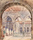 Costin Petrescu, Interior oriental, acuarelă și tuș pe hârtie