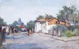 Adam Bălţatu, Străzi din vechiul Iași, ulei pe pânză lipită pe carton