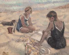 Corneliu Michăilescu, La plajă, 1922, ulei pe carton