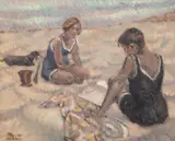 Corneliu Michăilescu, La plajă, 1922, ulei pe carton