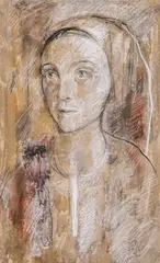 Svetlin Rusev, Portrait of a young woman, 2011, pastel, charcoal and watercolour on paper