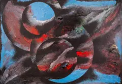 Nikolay Diulgheroff, Heavier Than Air (from the series Mundi), 1970, oil on cardboard