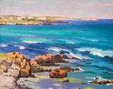 Nikola Valchev, Cliffs at Sozopol, 1962, oil on canvas