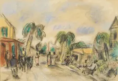 Jules Pascin, Street in Cuba, pastel on paper