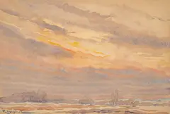 Konstantin Shtarkelov, Sunset, watercolour on paper