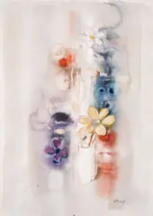Dechko Uzunov, Summer flowers, 1980s, watercolour and oil on paper