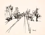 David Peretz, Cityscape, 1961, monotype