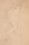 Jules Pascin, The artist's model, pencil and watercolor on paper