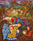 Stoyan Domuschiev, Still life with fruits, 1980s, watercolour on paper