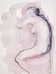 Svetlin Rusev, Nude, 2015, watercolor, pencil and charcoal on paper
