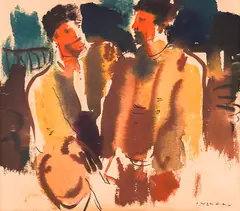 Dechko Uzunov, Sellers, 1930s, watercolor on paper