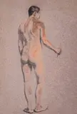 Hristo Berberov, Nude in the studio, 1910s, pencil and pastel on cardboard