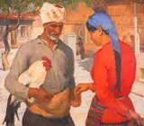 Dimo Nikolov, The Market in Kotel, 1932, oil paints on canvas